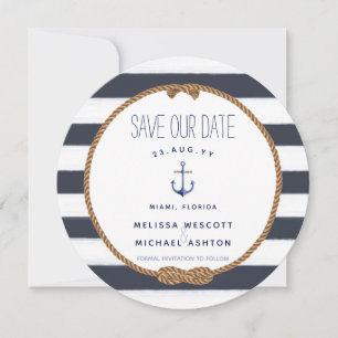 Convite Âncora de Aquarela Náutica do Nó marinho Guardar a