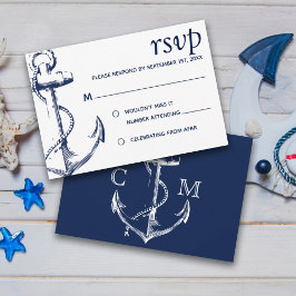Convite Âncora de Esboço Náutico da Marinha | RSVP