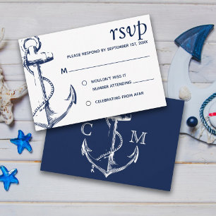 Convite Âncora de Esboço Náutico da Marinha   RSVP