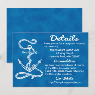 Convite Âncora de Navio Náutico Casamento Aquarela Azul