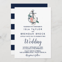 Convite Âncora Floral | Casamento de Verão