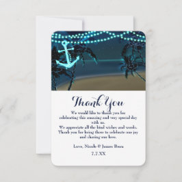 Convite Âncora & Palmeiras Praia Noite Casamento Obrigado