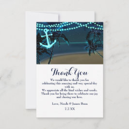Convite Âncora & Palmeiras Praia Noite Casamento Obrigado