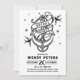 Convite Ancoragem de tatuagem tradicional de parte chá de