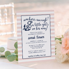 Convite Âncoras APesam! Chá de fraldas de Garota Rosa Náut