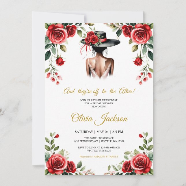 Convite And They’re Off to the Altar! Derby Theme  (Frente)