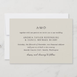Convite Andrea Beige Elegant Wedding