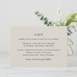 Convite Andrea Beige Elegant Wedding
