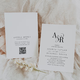 Convite ANDREA Código QR Clássico Elegante Chique Casament