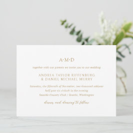 Convite Andrea Dourado Casamento Elegante