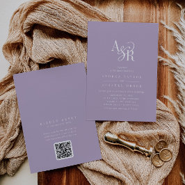Convite ANDREA Lavender QR Code Classic Elegant Wedding