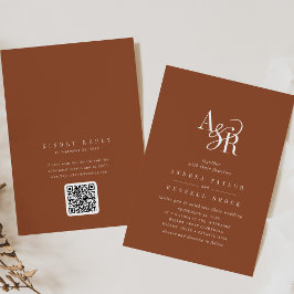 Convite ANDREA Terracotta QR Code Boho Elegant Wedding