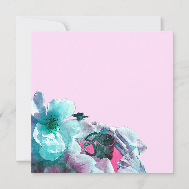 Convite Anéis com pétalas de rosa branca (Frente)