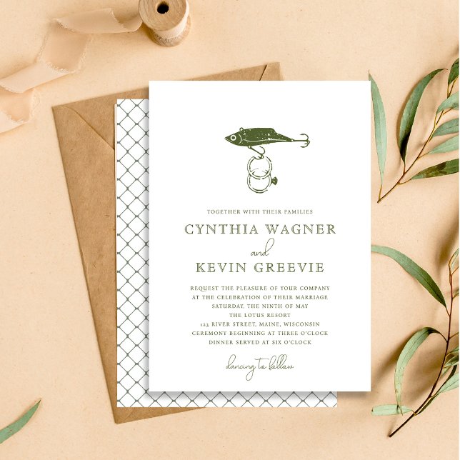 Convite Anéis de anzol de pesca ao ar livre russo verde (Criador carregado)