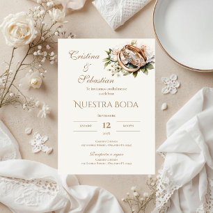 Convite Anéis de casamento boho em espanhol