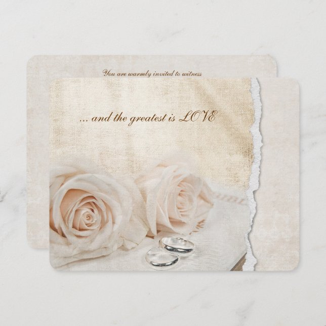 Convite Anéis De Casamento Na Renovação Da Vaca Bíblia (Frente/Verso)