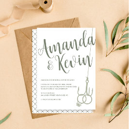 Convite Anéis De Casamento Simples De Pesca Sage Moss Gree