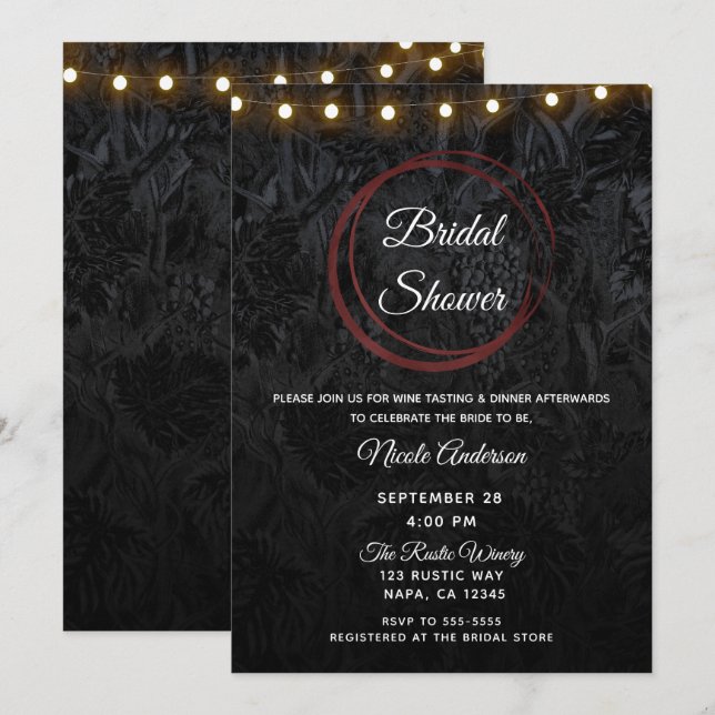 Convite Anéis de Cedo Preto Chic Moderno para Casamento (Frente/Verso)