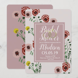 Convite Anéis de Folha Vintage com Flores Embutidas para C