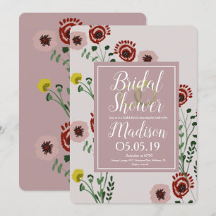 Convite Anéis de Folha Vintage com Flores Embutidas para C