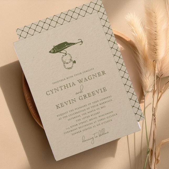 Convite Anéis de isca russa Moss Green Kraft Brown (Criador carregado)