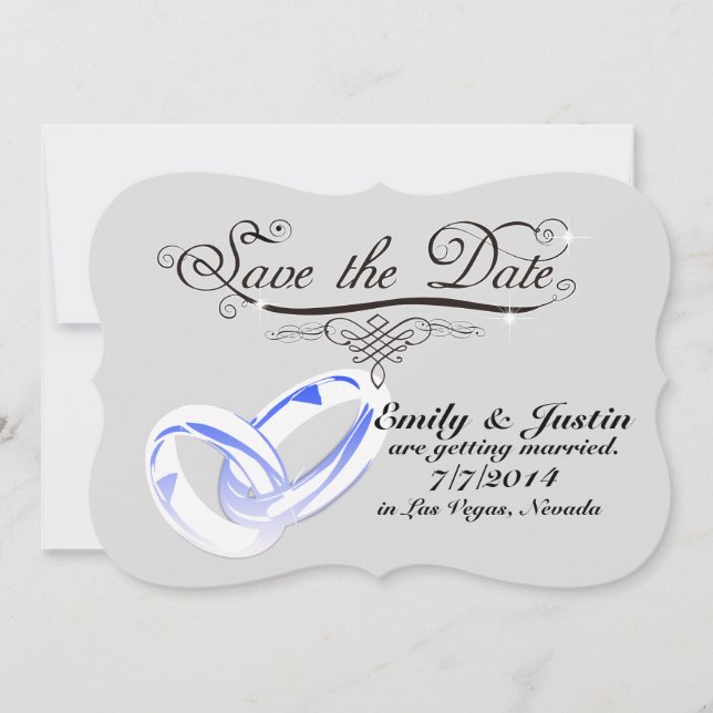 CONVITE ANÉIS DE NOIVA DE CRISTAL SAVE THE DATE CARDS (Frente)