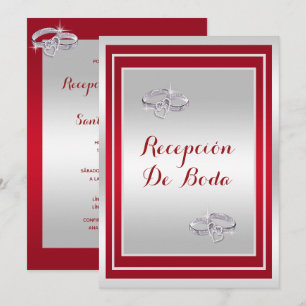 Convite Anéis De Noiva, De Prata E Vermelho Recepção De Ca