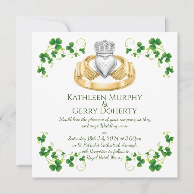Convite Anel Cladagh Irlandês Tradicional e Camarões (Frente)