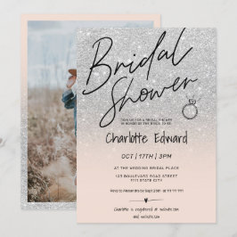 Convite Anel cor-de-rosa do chá de panela do script Chic p