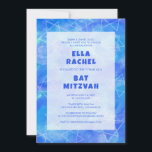 Convite Anel de Aquarela Estrelas Bar Azul Bat Mitzvah<br><div class="desc">Cartão perfeito para anunciar um morcego mitzvah, bar mitzvah ou outra celebração judaica! A mão fez arte para você. TOTALMENTE PERSONALIZÁVEL! Clique em "Personalizar" acima para editar o texto. Clique em "editar usando a ferramenta design" para ajustar as fontes, cores e posicionamentos e para excluir o design traseiro, se preferir...</div>