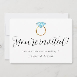 Convite Anel de Diamante Azul Bebê Casamento