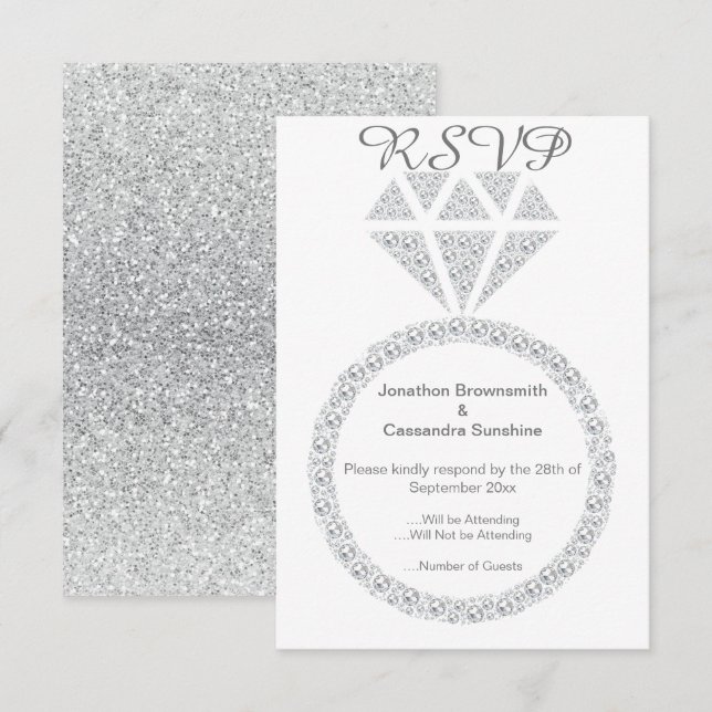 CONVITE ANEL DE DIAMANTE ELEGANTESPARK RSVP  (Frente/Verso)