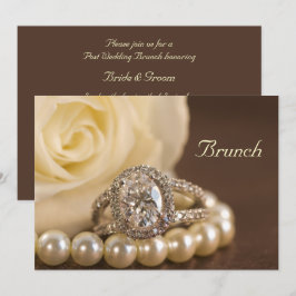 Convite Anel de Diamante Oval Rosa Branca Brunch Pós Casam
