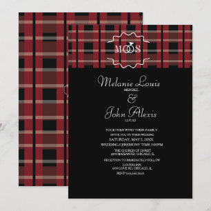 Convite Anel de Logotipo de Xadrez Tartan de Flanela de Vi