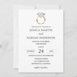 Convite Anel de Noiva Diamante Branco Moderno
