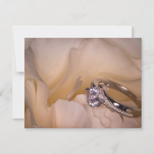 Convite Anel de Noivado 3292 no Cravo Branco (Frente)