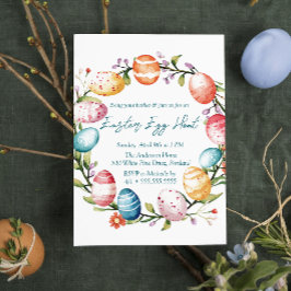 Convite Anel de ovos e flores Caça de Ovos de Páscoa
