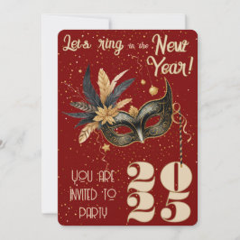 Convite Anel de vamos na festa de Ano Novo Vermelho Glamor