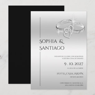 Convite Anel Decorativo Romântico Jantar de Rehearsal Espa