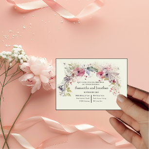 Convite Anel Elegante de Flores Aquarela Ensaio