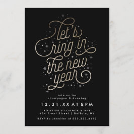 Convite Anel no Ano Novo Festa Convide Faux Gold Foil