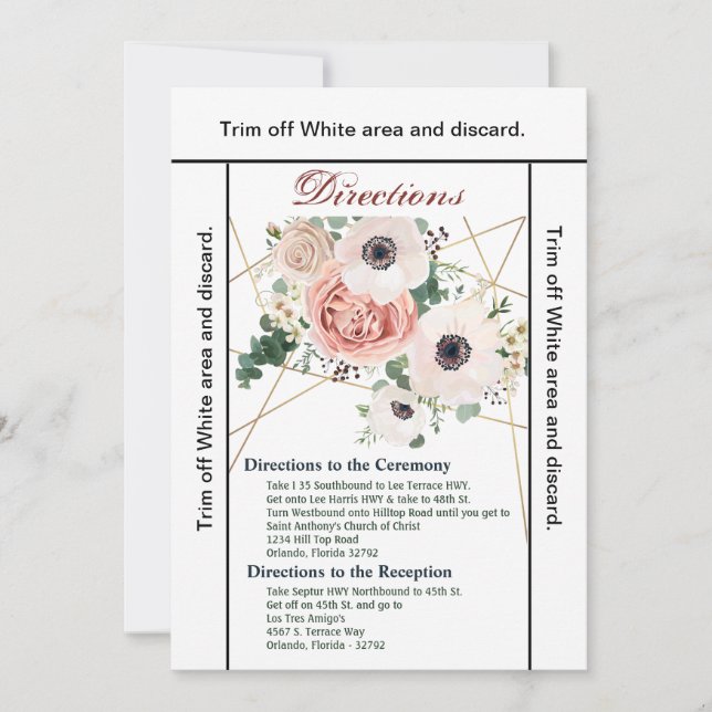 Convite Anemon de Rosa de Jardim Geométrico da placa de di (Frente)