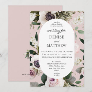 Convite Anêmona Branca no Casamento Mauve Chalk