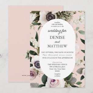 Convite Anêmona Branca no Casamento Rosa Blush