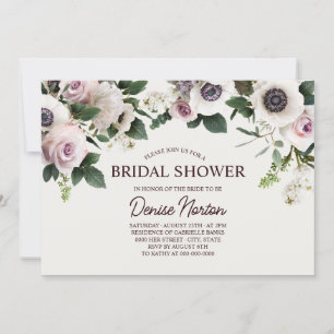 Convite Anêmona branca no Chá de panela branco de neve