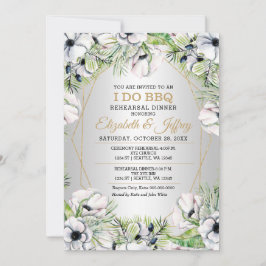 Convite Anêmona branca prateada Eu faço Janto de ensaio de