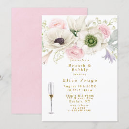 Convite Anêmona Dourada, Rosa, Esbranquiçada, Brunch e Bor