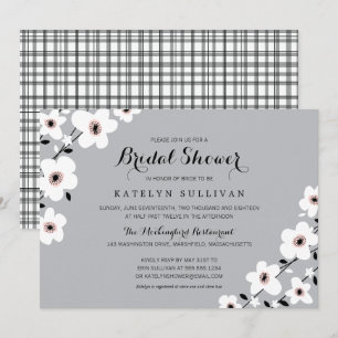 Convite Anêmona Moderna Branca de cinzas   Chá de panela