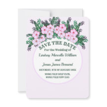 Anêmona rosa Save The Date Floral Verde