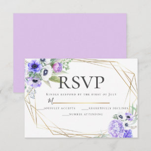 Convite Anêmona violeta RSVP Wedding floral